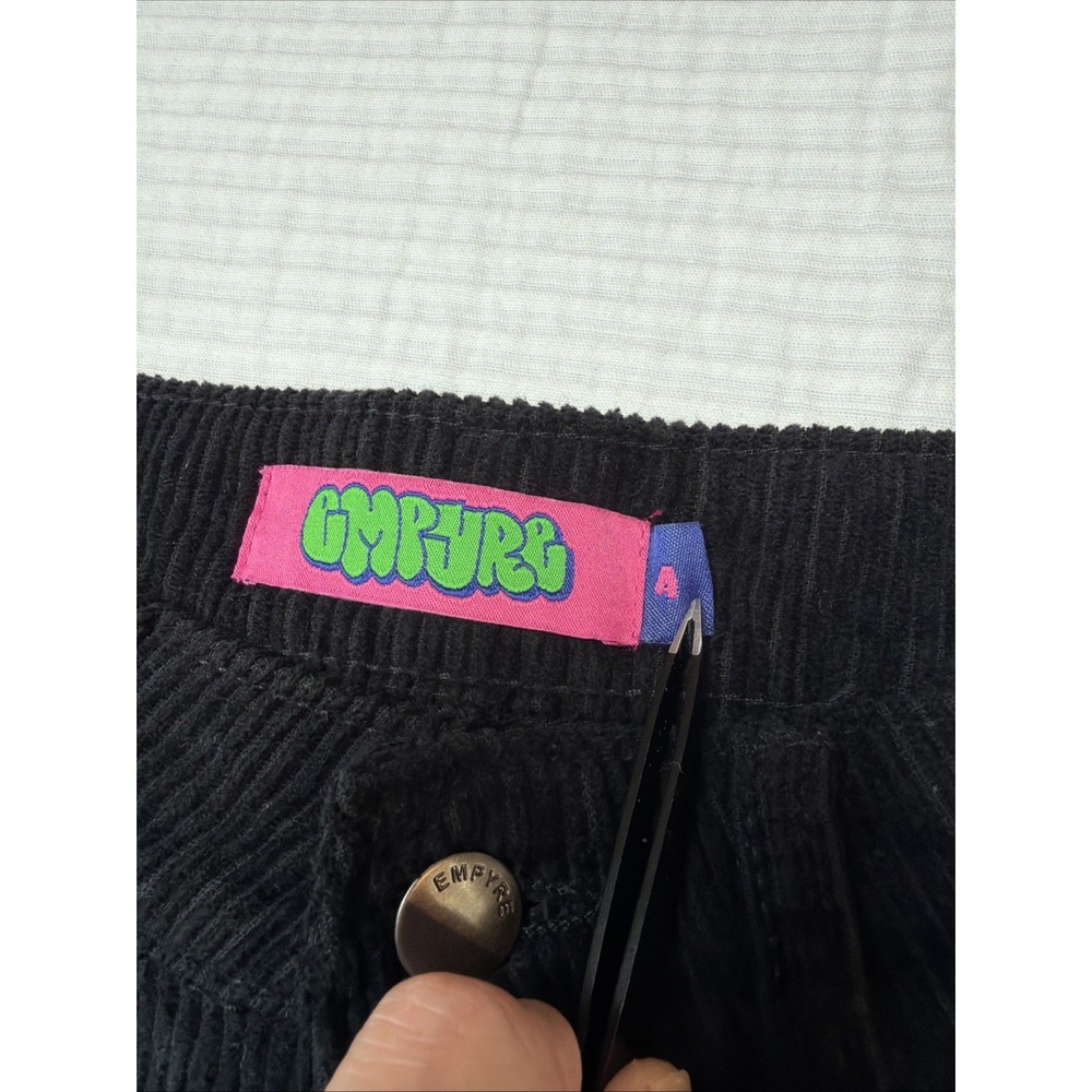 Empyre Corduroy Pants Size 4 32 Black Loose Baggy Skate Pants Wide Leg High Ría - Picture 4 of 8